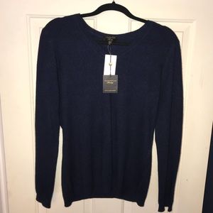 100% Cashmere Navy Blue V-Neck Sweater